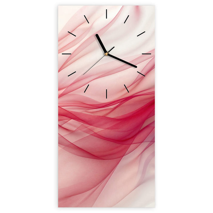 Wanduhr Seidenschleier aus Glas – Hochformat 30 × 60 cm mit Ziffernblatt Linie