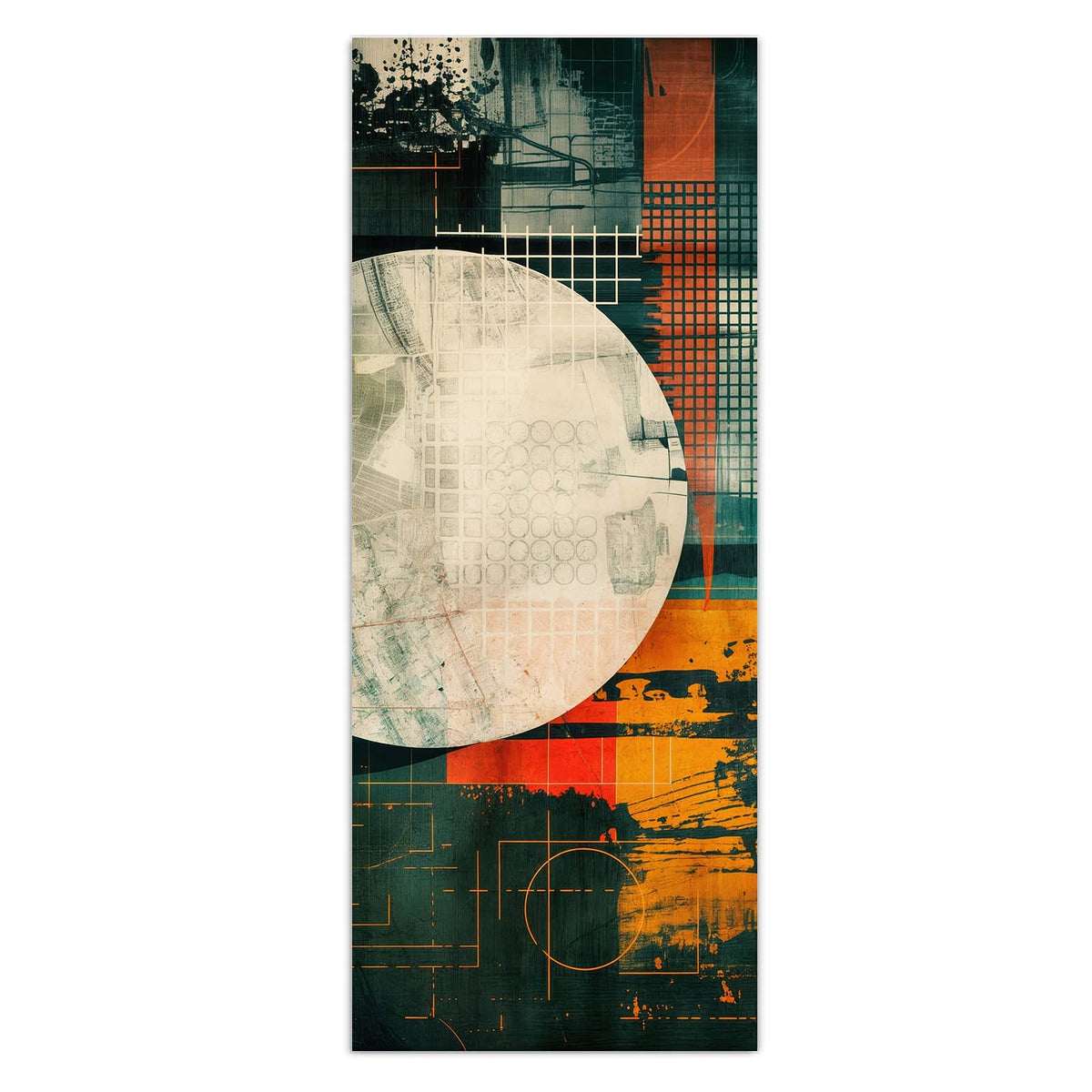 Wandbild - Retro-Kreise in Orange - Hochformat – Retro-Kreise in Orange und Petrol
