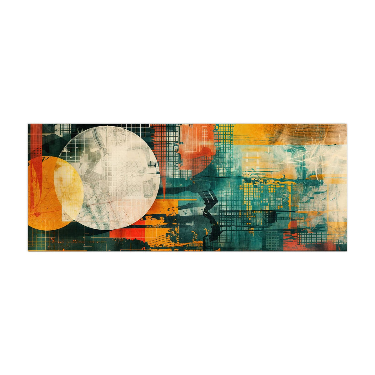 Küchenrückwand aus Glas Retro-Kreise in Orange im Hochformat, Motiv bildfüllend von vorn