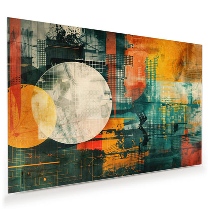Wandbild mit dem Motiv Retro-Kreise in Orange