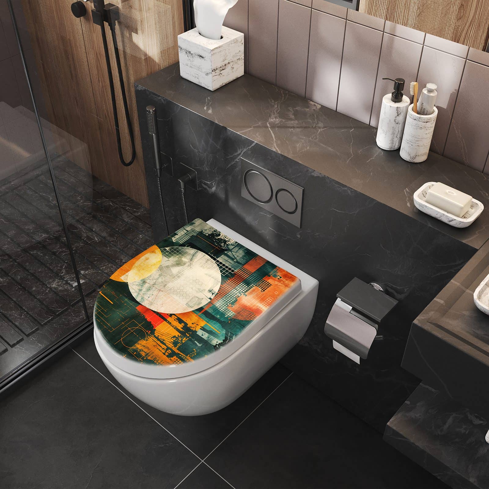 WC-Sitz mit Absenkautomatik Geometrie von Abstrakte