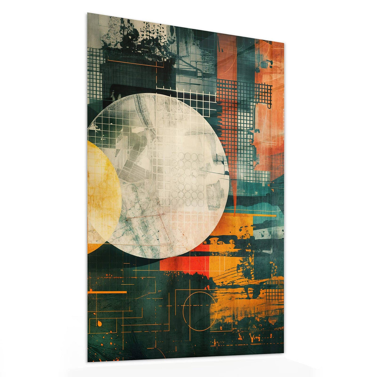 11 Größen – von 30 × 60 bis 60 × 150 cm – Wandbild - Retro-Kreise in Orange - Hochformat
