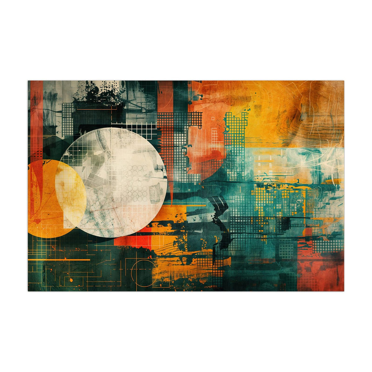 Küchenrückwand aus Glas Retro-Kreise in Orange im Hochformat, Motiv bildfüllend von vorn