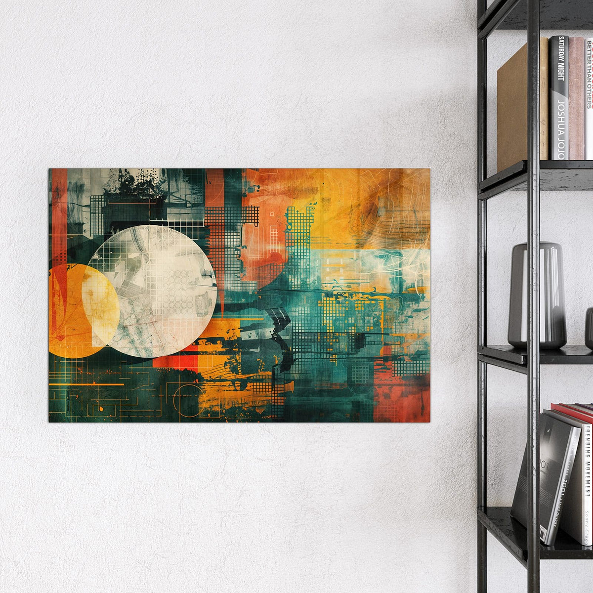 9 Größen – von 30 × 30 bis 120 × 90 cm – Magnettafel - Retro-Kreise in Orange