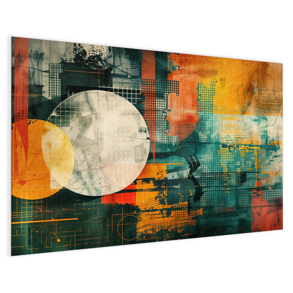 4 mm Glas statt lackiertem Blech – Magnettafel - Retro-Kreise in Orange