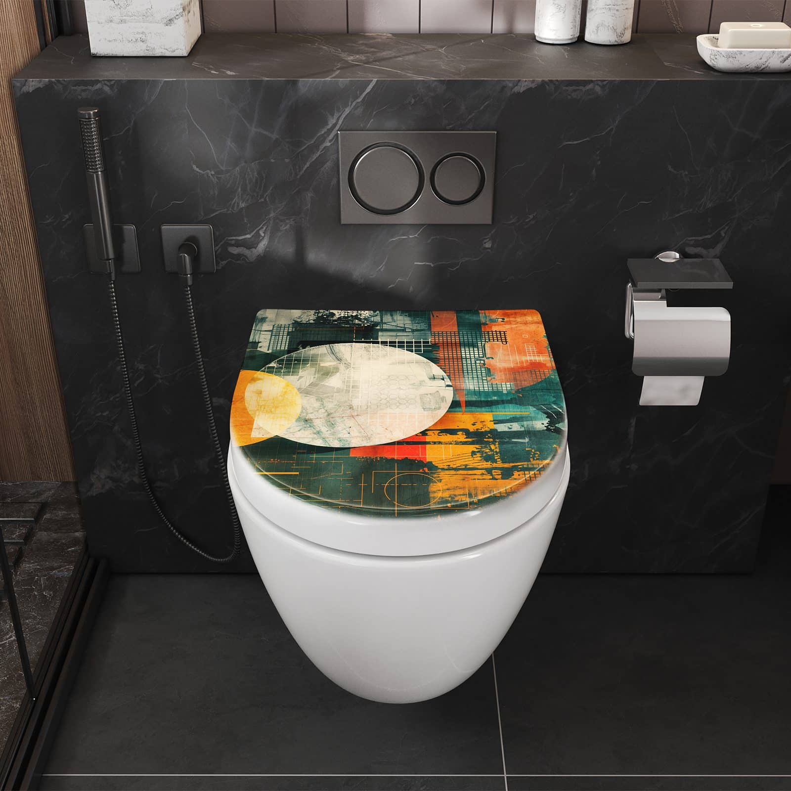WC-Sitz mit Absenkautomatik Geometrie von Abstrakte