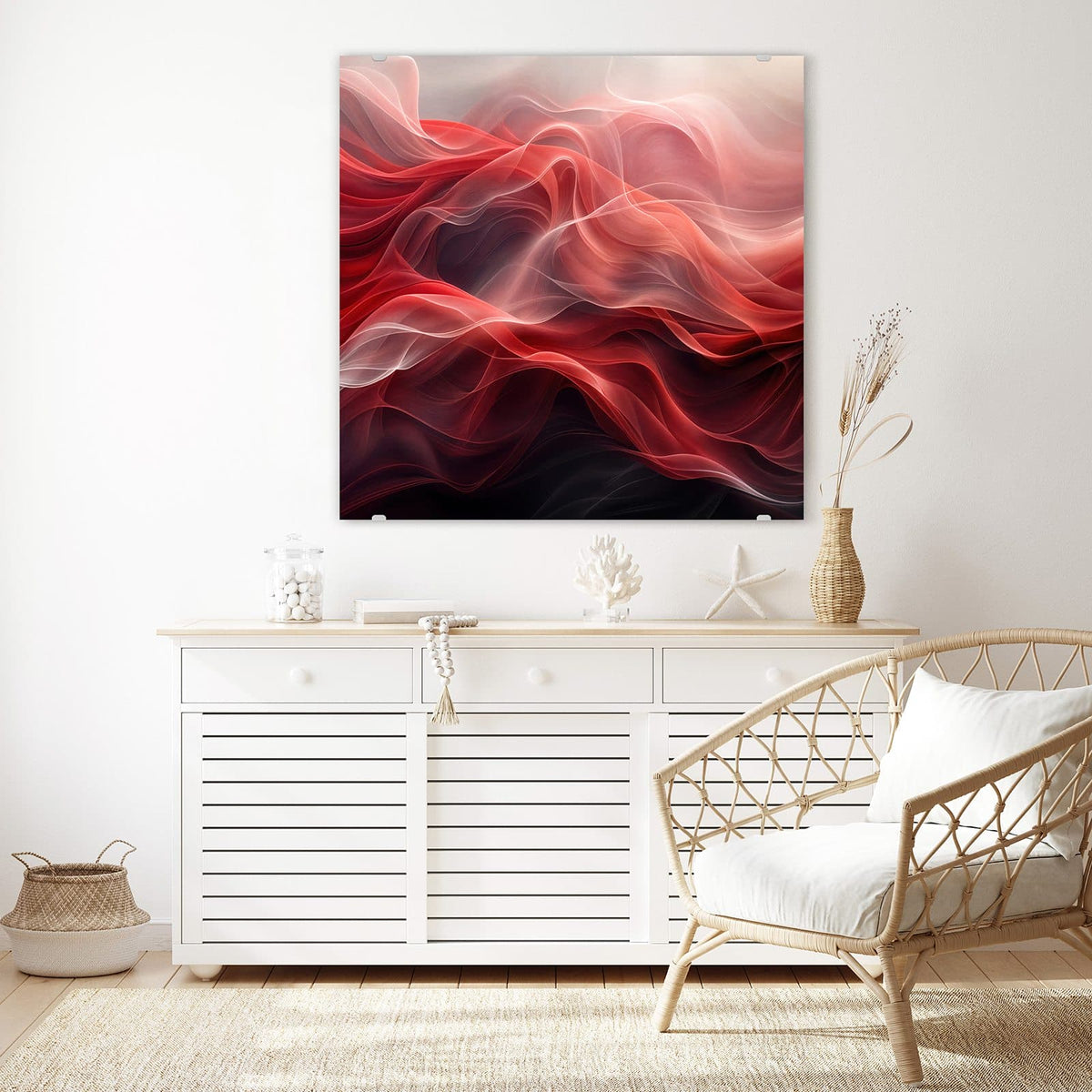 Echtglas, 4 mm – kein Acryl, keine Folie – Wandbild - Abstrakte Wellen - Quadratisch