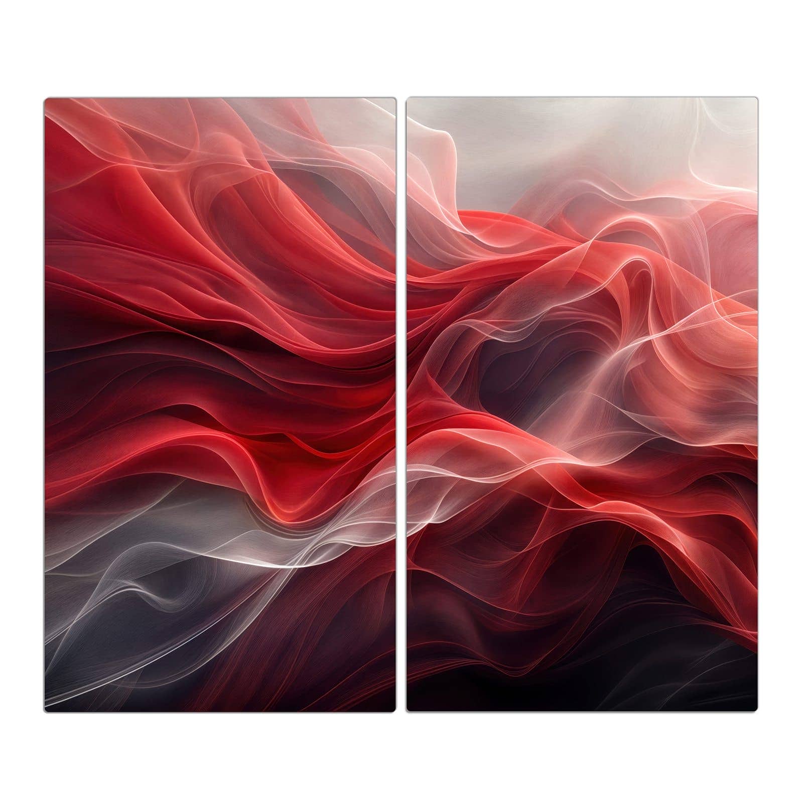 2-teilige Herdabdeckung aus Glas mit Abstrakte & Wellen-Motiv in der Frontansicht #grösse_2-Teilig (60x52cm)
