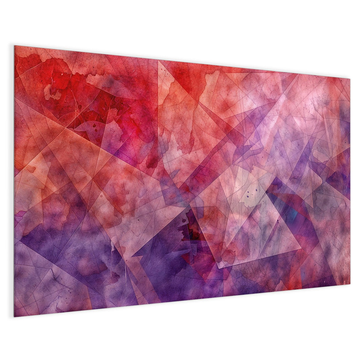 4 mm Glas statt lackiertem Blech – Magnettafel - Rote Aquarellpolygone