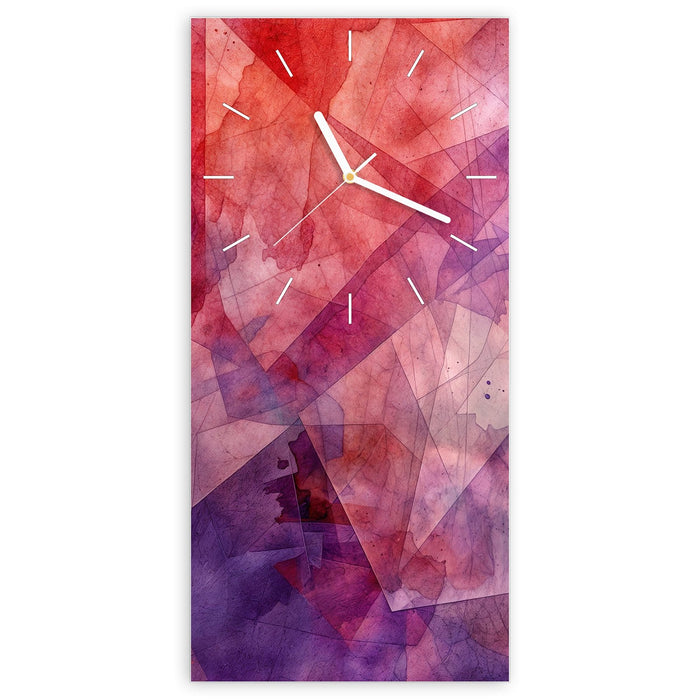 Wanduhr Abstrakte Kunstform aus Glas – Hochformat 30 × 60 cm mit Ziffernblatt Linie