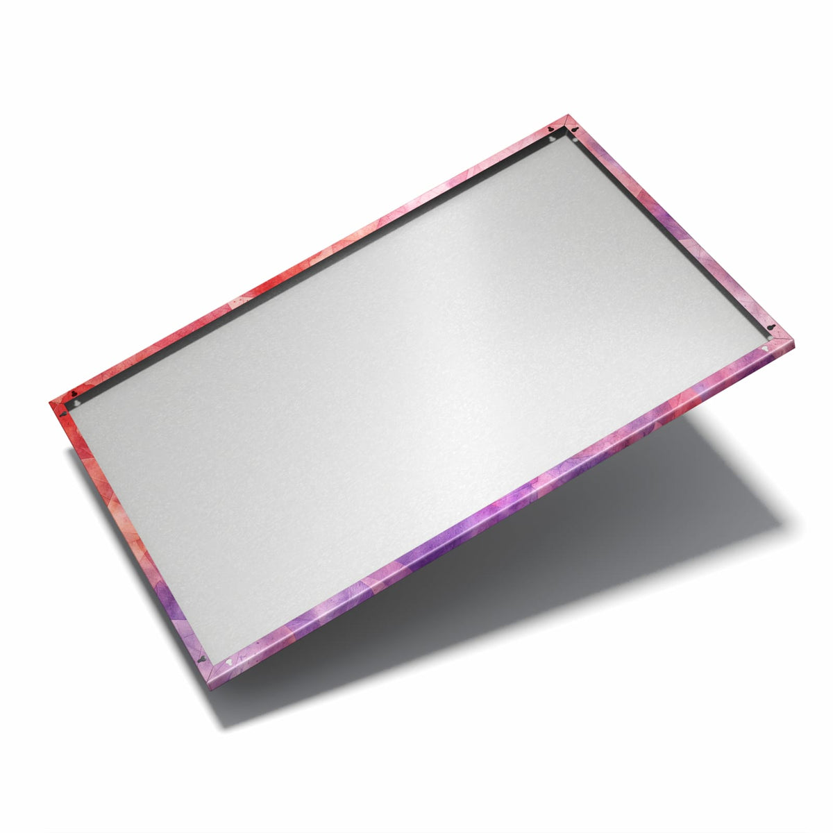 Nur 7 mm – liegt eng an der Wand – Metall Magnettafel - Rote Aquarellpolygone