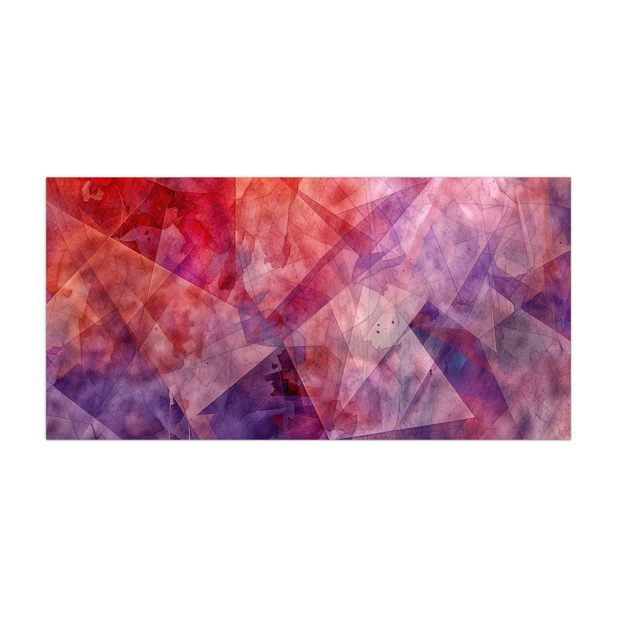 Küchenrückwand aus Glas Rote Aquarellpolygone im Hochformat, Motiv bildfüllend von vorn