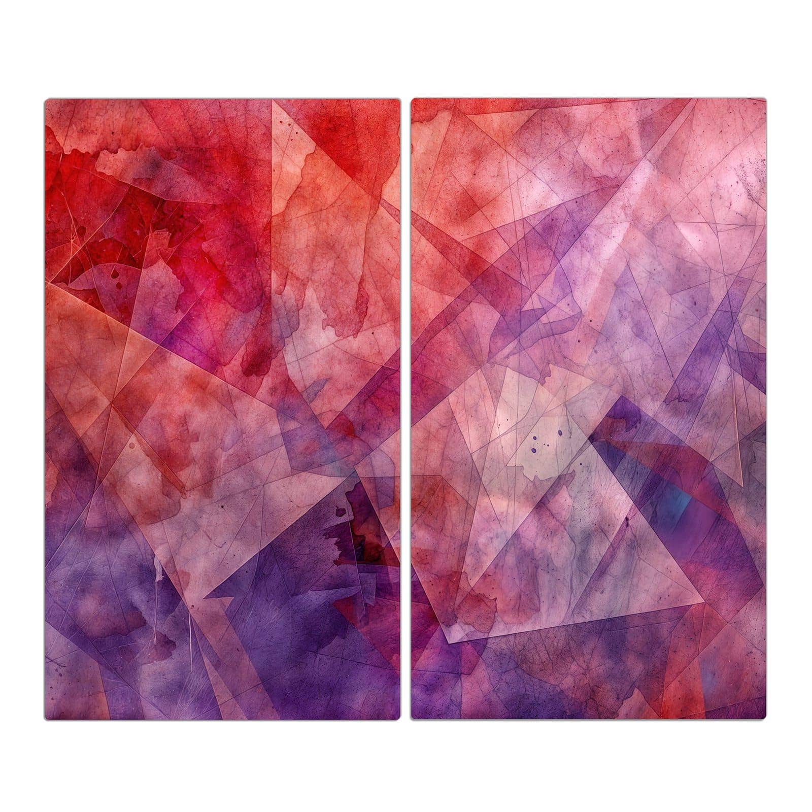 2-teilige Herdabdeckplatten mit Abstrakte Kunstform-Motiv in der Frontansicht #grösse_2-Teilig (60x52cm)