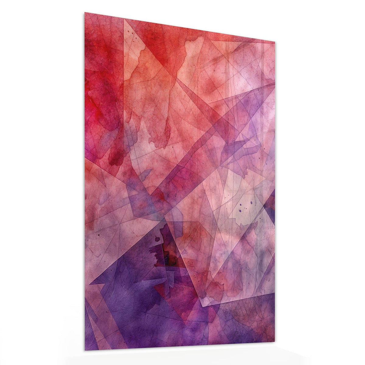 11 Größen – von 30 × 60 bis 60 × 150 cm – Wandbild - Rote Aquarellpolygone - Hochformat