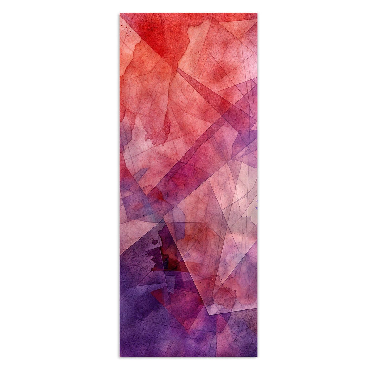 Wandbild - Rote Aquarellpolygone - Hochformat – Transparente Polygone in Rot und Violett