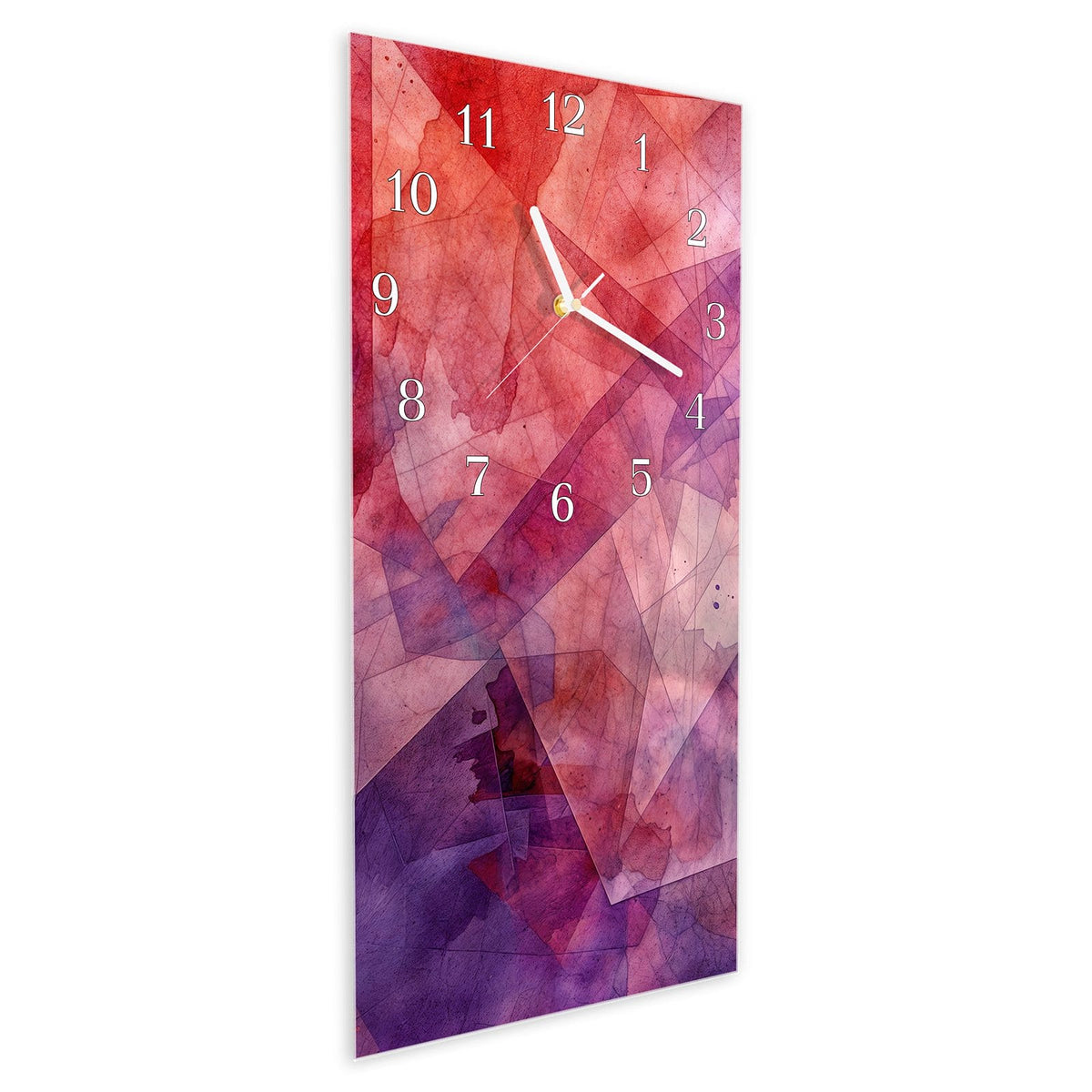 Vormontiert – mit Schwebeeffekt – Wanduhr Abstrakte Kunstform aus Glas – Hochformat 30 × 60 cm