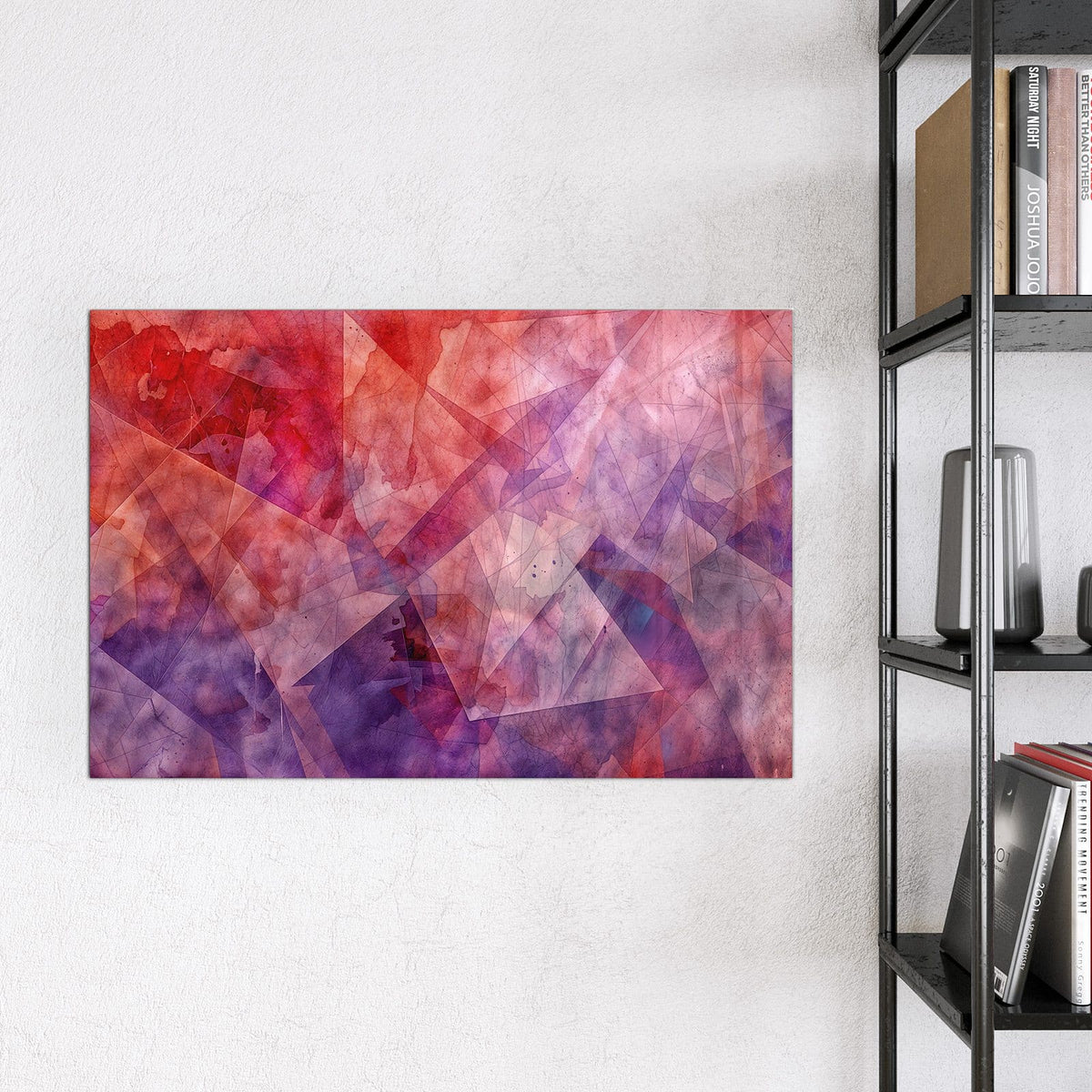 Magnettafel - Rote Aquarellpolygone – Transparente Polygone in Rot und Violett