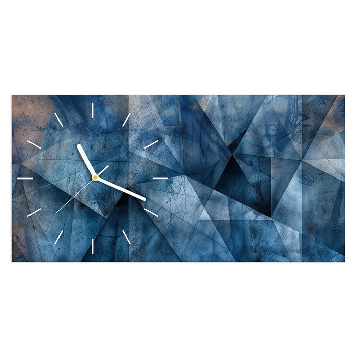 Wanduhr Geometric Pattern aus Glas – Querformat 60 × 30 cm mit Ziffernblatt Linie