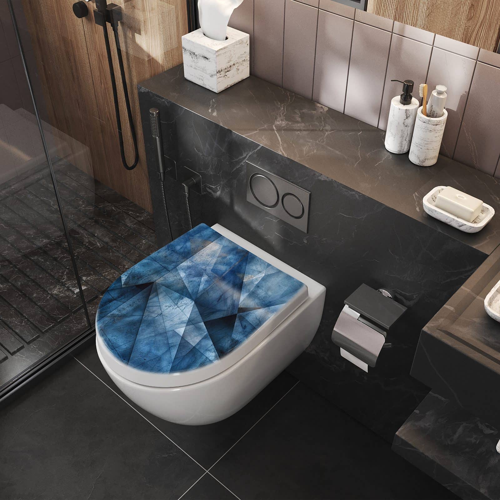WC-Sitz mit Absenkautomatik Geometric Pattern
