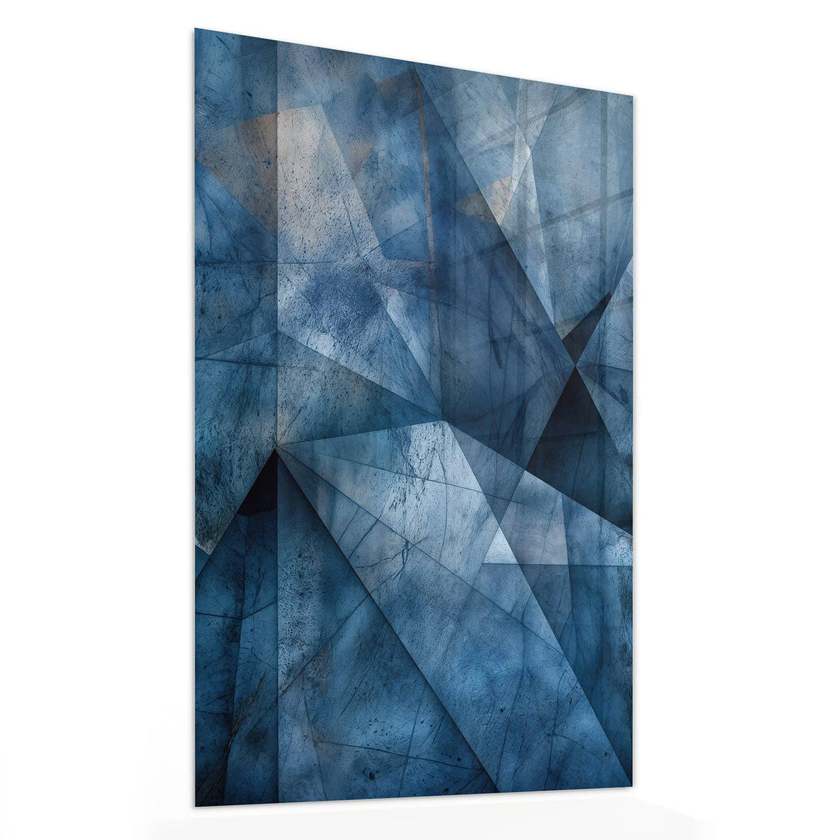11 Größen – von 30 × 60 bis 60 × 150 cm – Wandbild - Blaue Facetten - Hochformat
