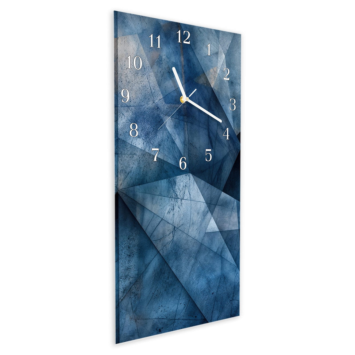 Vormontiert – mit Schwebeeffekt – Wanduhr Geometric Pattern aus Glas – Hochformat 30 × 60 cm