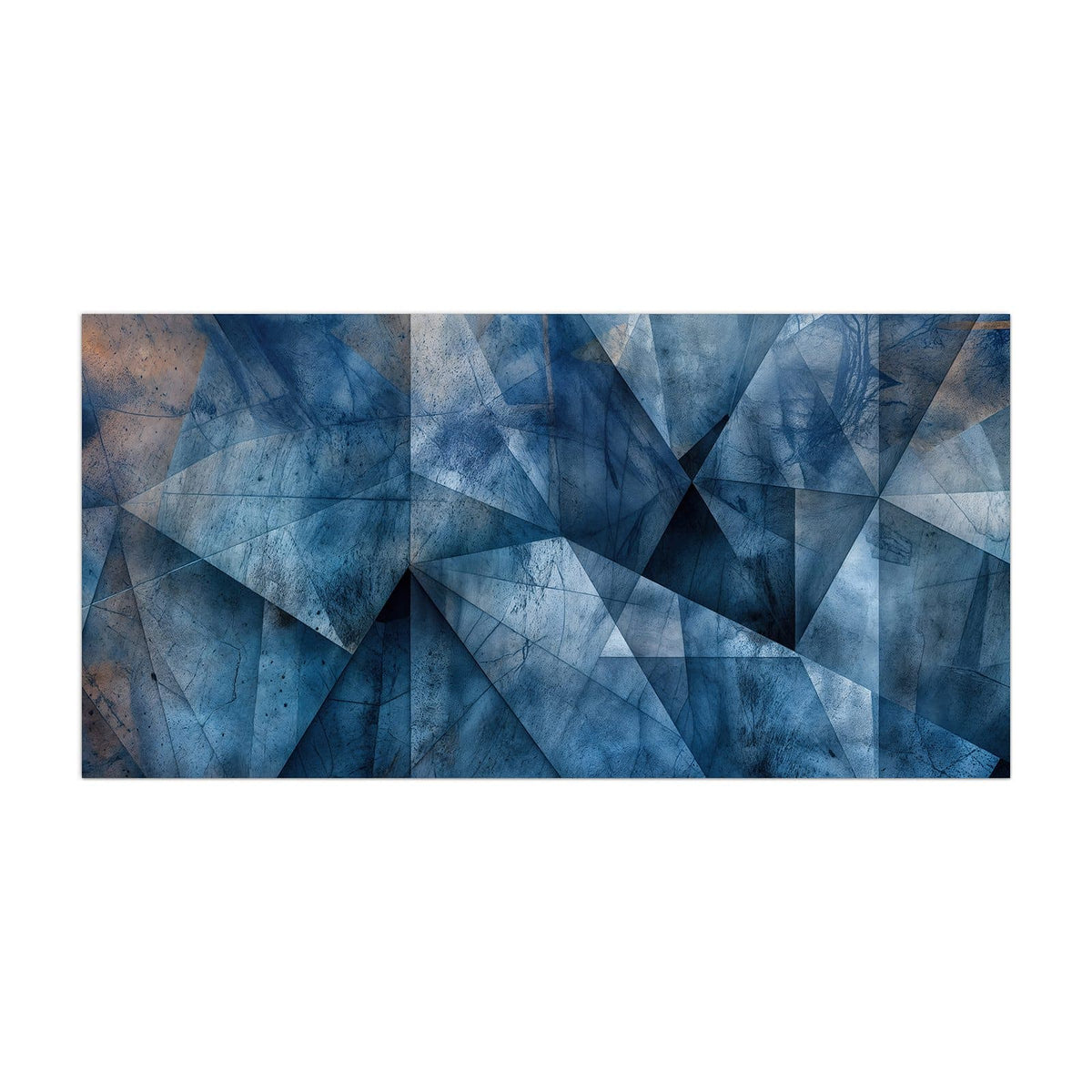 Küchenrückwand aus Glas Blaue Facetten im Hochformat, Motiv bildfüllend von vorn