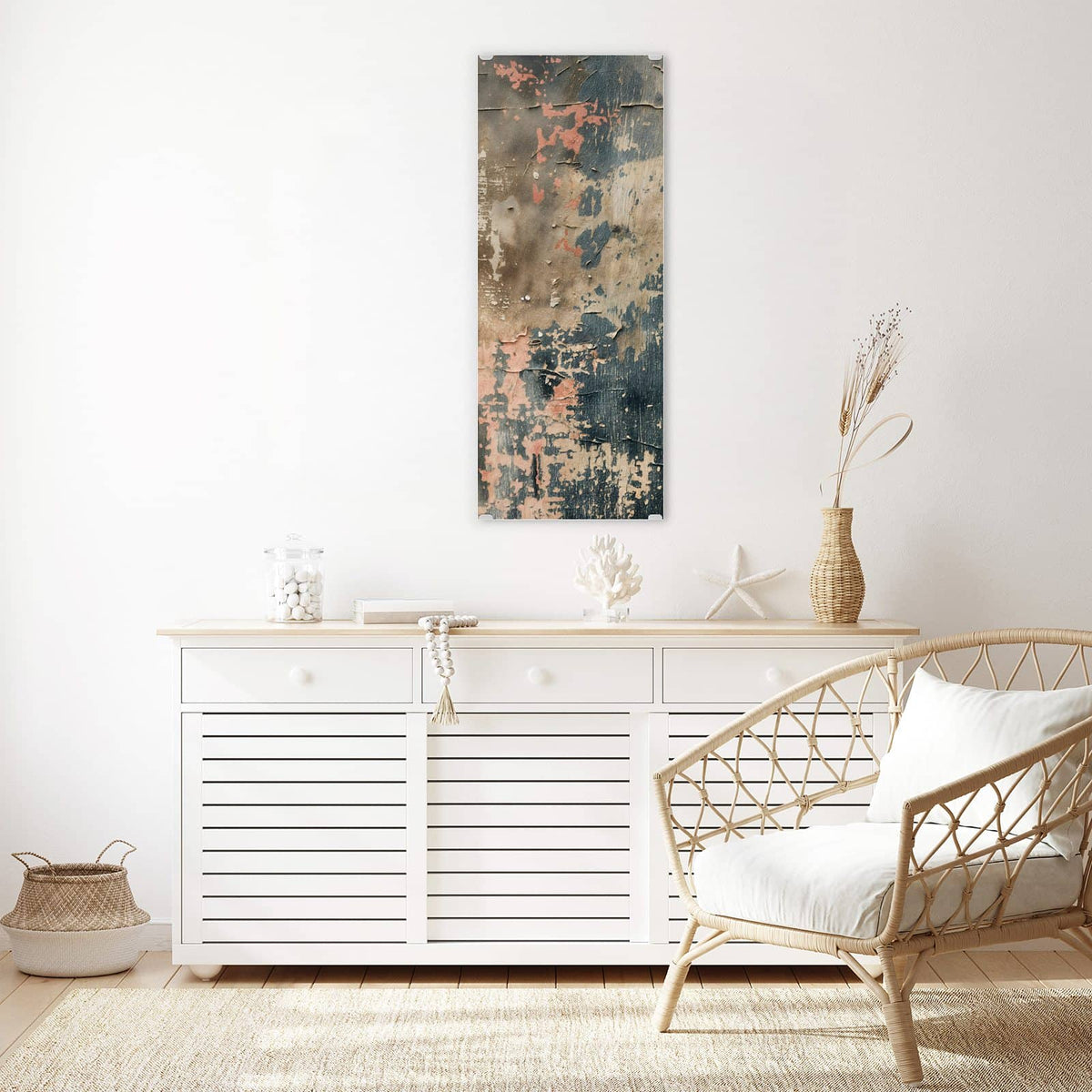 Wandbild - Rissige Farbschichten - Hochformat – Abgeblätterte Farbe im Grunge-Look