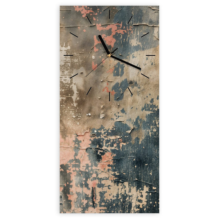 Wanduhr Abblätternde & Farbe aus Glas – Hochformat 30 × 60 cm mit Ziffernblatt Linie