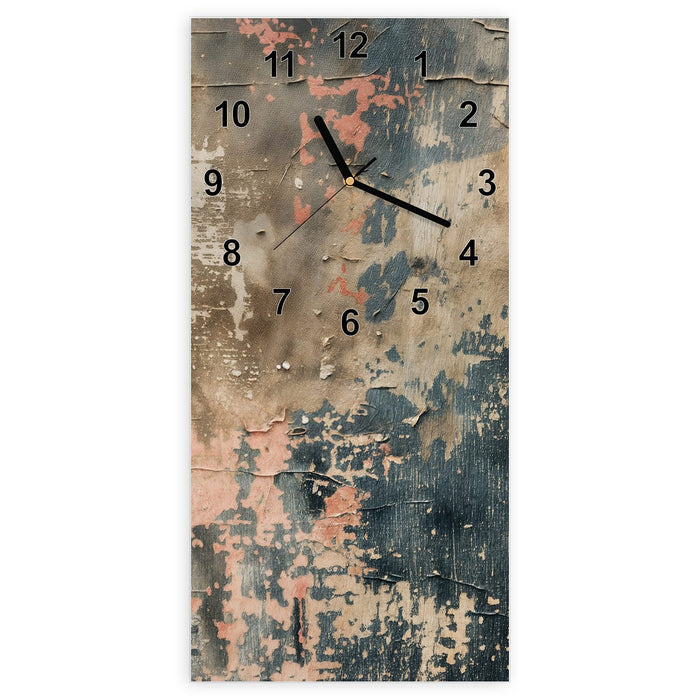 Wanduhr Abblätternde & Farbe aus Glas – Hochformat 30 × 60 cm mit Ziffernblatt Modern