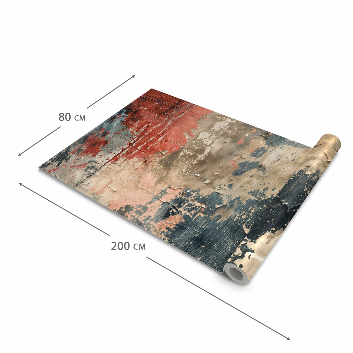 Formstabiler rutschfester Küchenteppich mit Motiv Abblätternde Farbe in der Grösse 80x200 cm