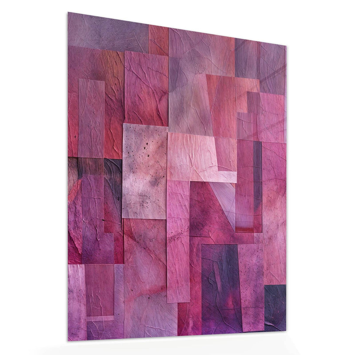 Echtglas, 4 mm – kein Acryl, keine Folie – Wandbild - Magenta Collage - Hochformat