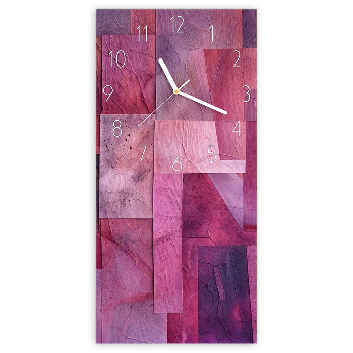 Wanduhr Abstrakte Blaetter aus Glas – Hochformat 30 × 60 cm mit Ziffernblatt Elegant