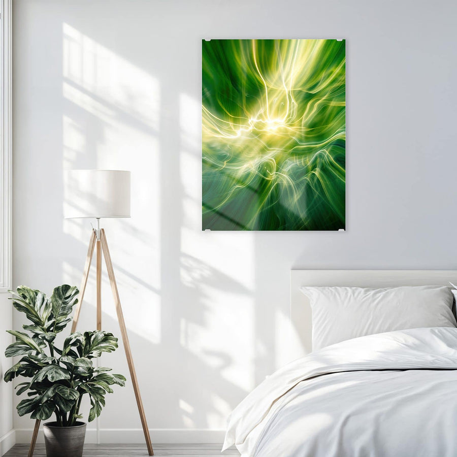 Maße Wandbild - Grüner Lichtwirbel - Hochformat
