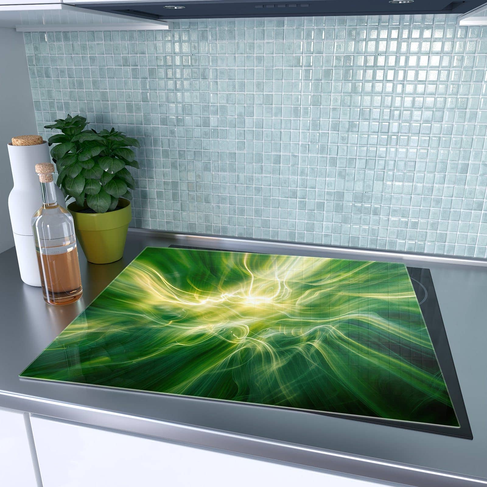 1-teilige Herdabdeckplatte mit Leuchtendes Glühen-Motiv auf dem Ceranfeld