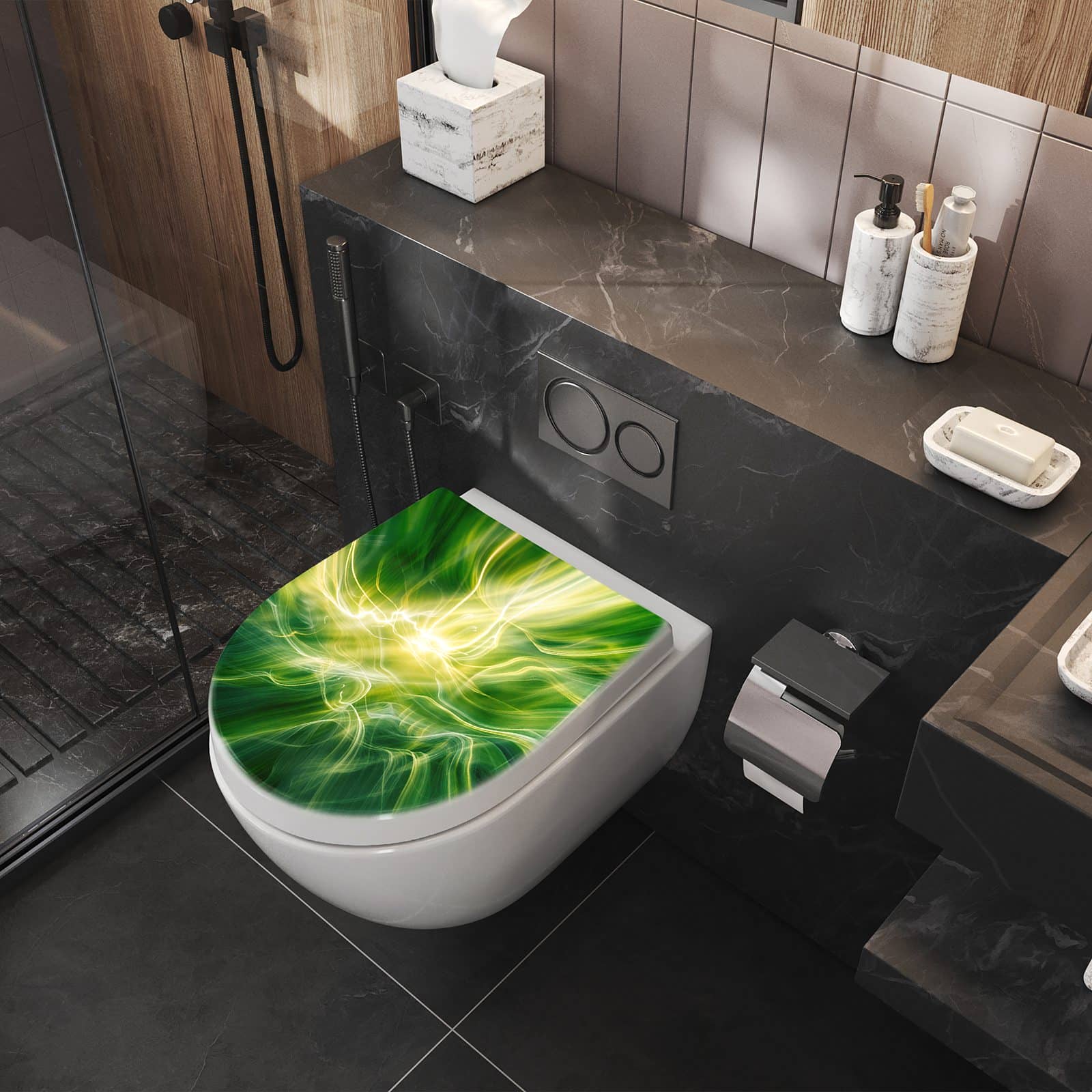 WC-Sitz mit Absenkautomatik Leuchtendes Glühen