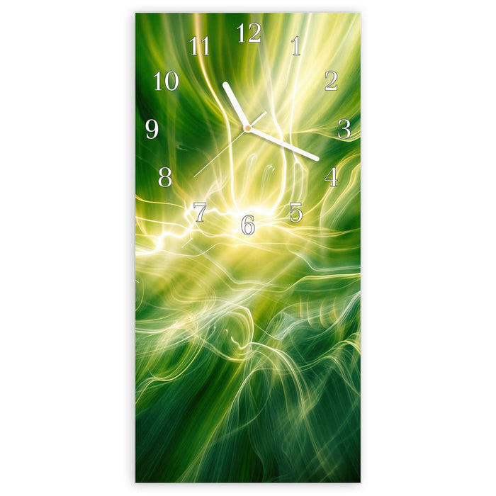 Wanduhr Leuchtendes Glühen aus Glas – Hochformat 30 × 60 cm mit Ziffernblatt Klassisch