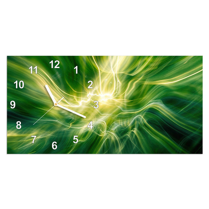 Wanduhr Leuchtendes Glühen aus Glas – Querformat 60 × 30 cm mit Ziffernblatt Modern