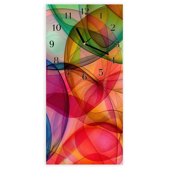 Wanduhr Farbenpracht aus Glas – Hochformat 30 × 60 cm mit Ziffernblatt Klassisch