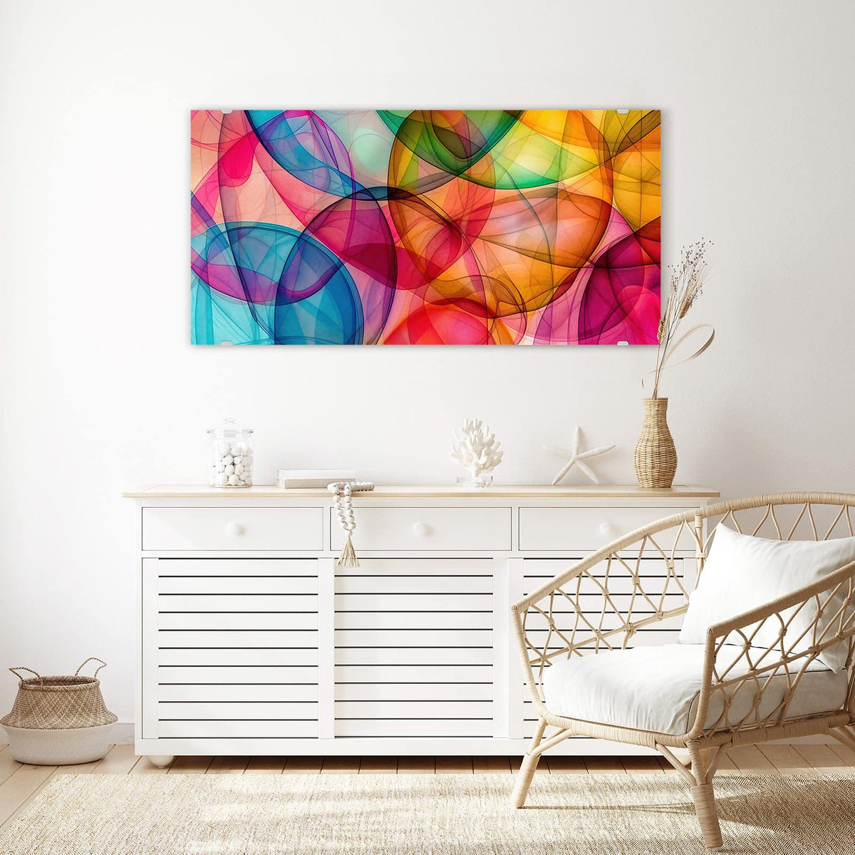 Echtglas, 4 mm – kein Acryl, keine Folie – Wandbild - Durchscheinende Formen - Querformat