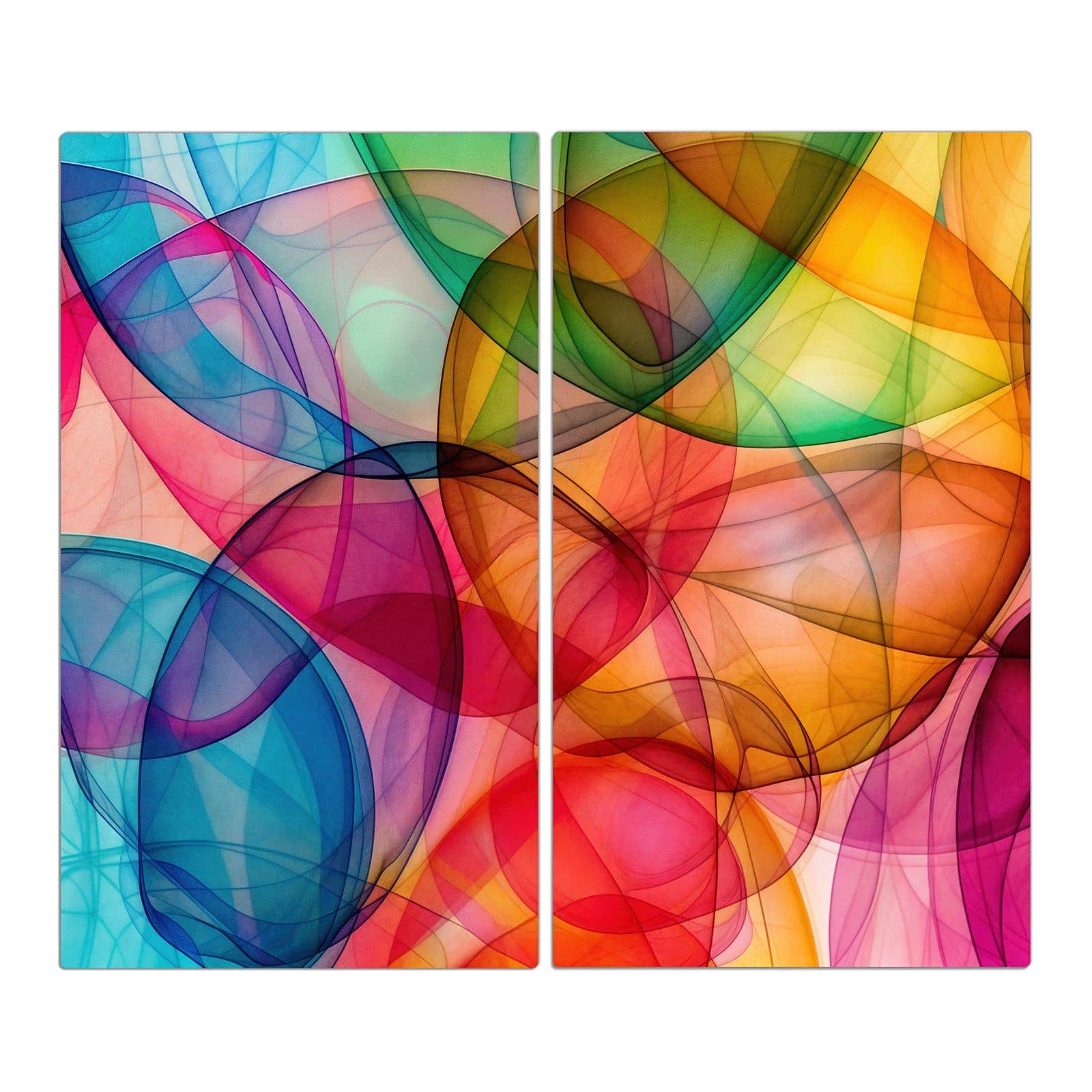 2-teilige Herdabdeckplatten für Ceranfeld mit Farbenpracht-Motiv in der Frontansicht #grösse_2-Teilig (60x52cm)