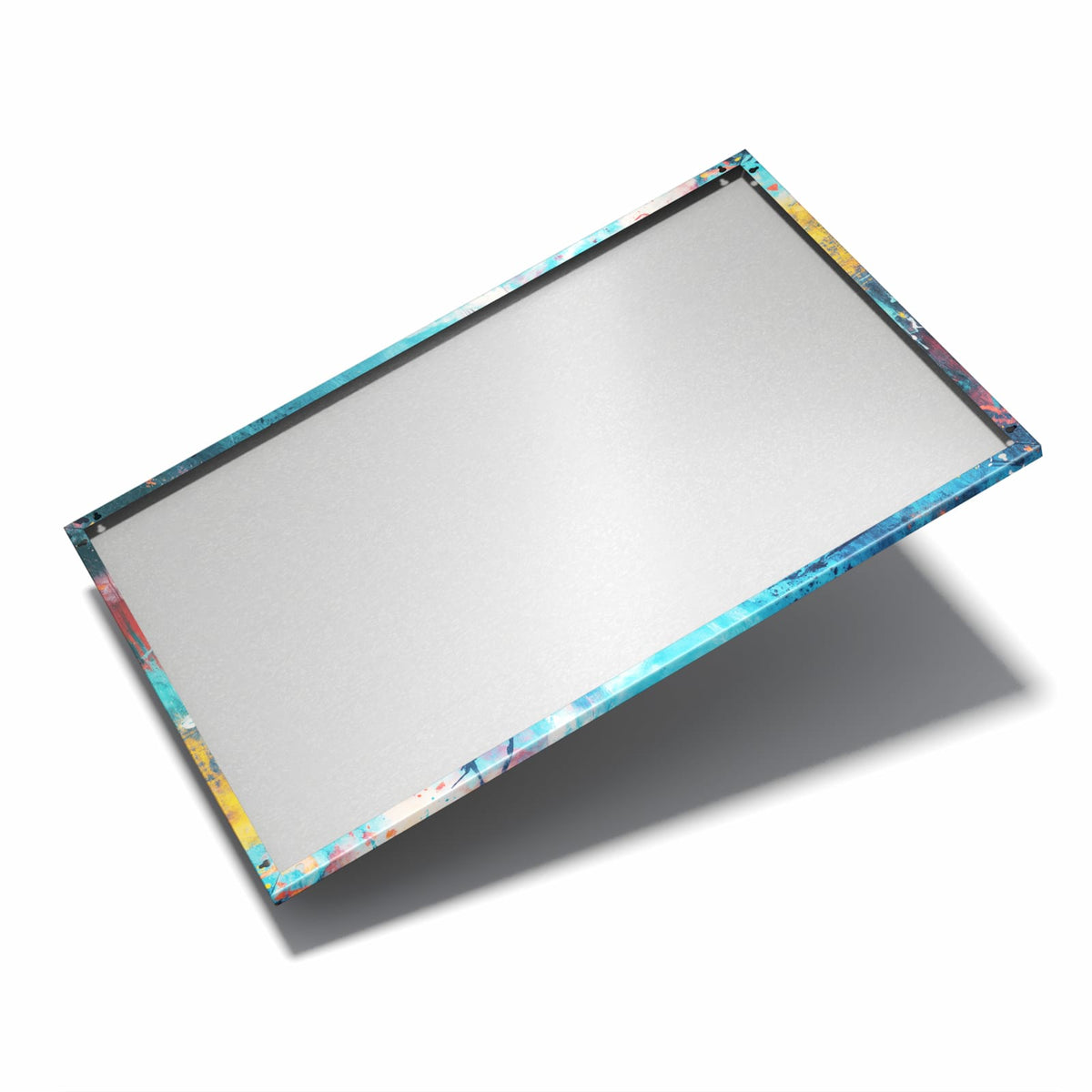 Nur 7 mm – liegt eng an der Wand – Metall Magnettafel - Weißes Band in Blau