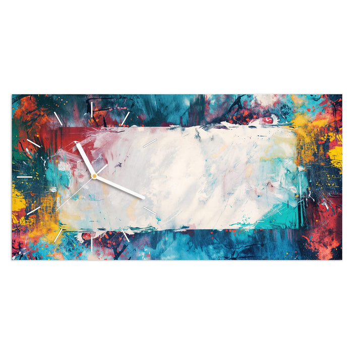 Wanduhr Abstrakte Kunst Form aus Glas – Querformat 60 × 30 cm mit Ziffernblatt Linie