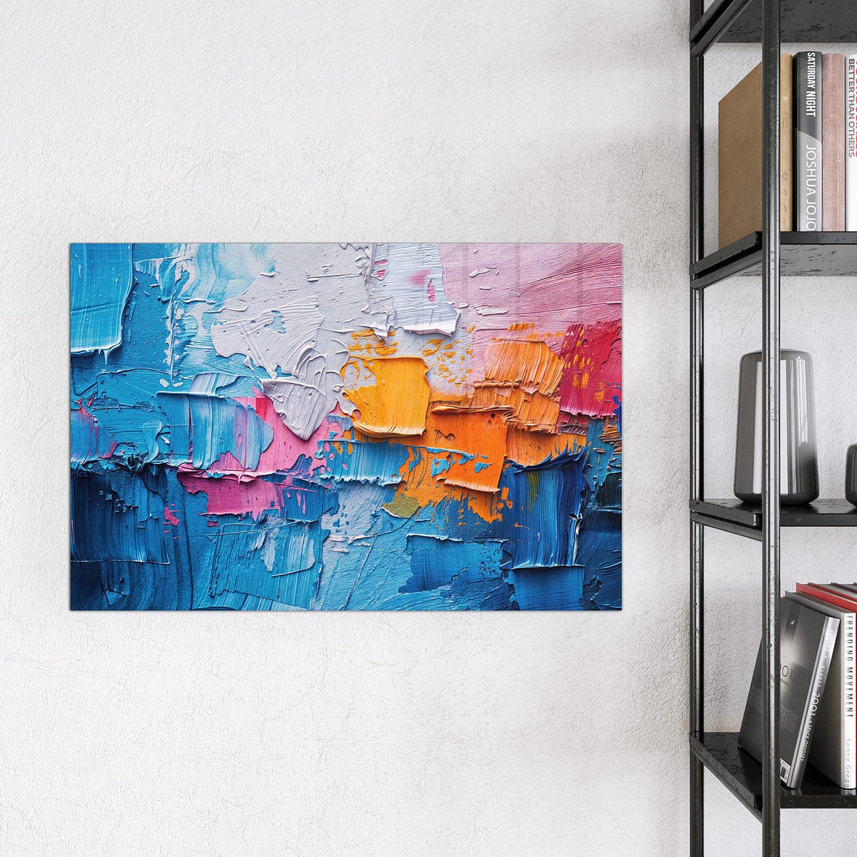 Magnettafel - Dicke Farbschichten – Pastose Farbschichten in Blau und Orange