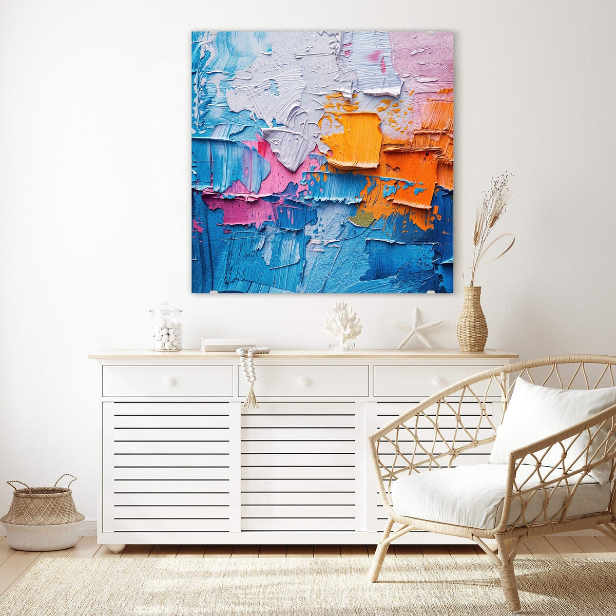 Echtglas, 4 mm – kein Acryl, keine Folie – Wandbild - Dicke Farbschichten - Quadratisch