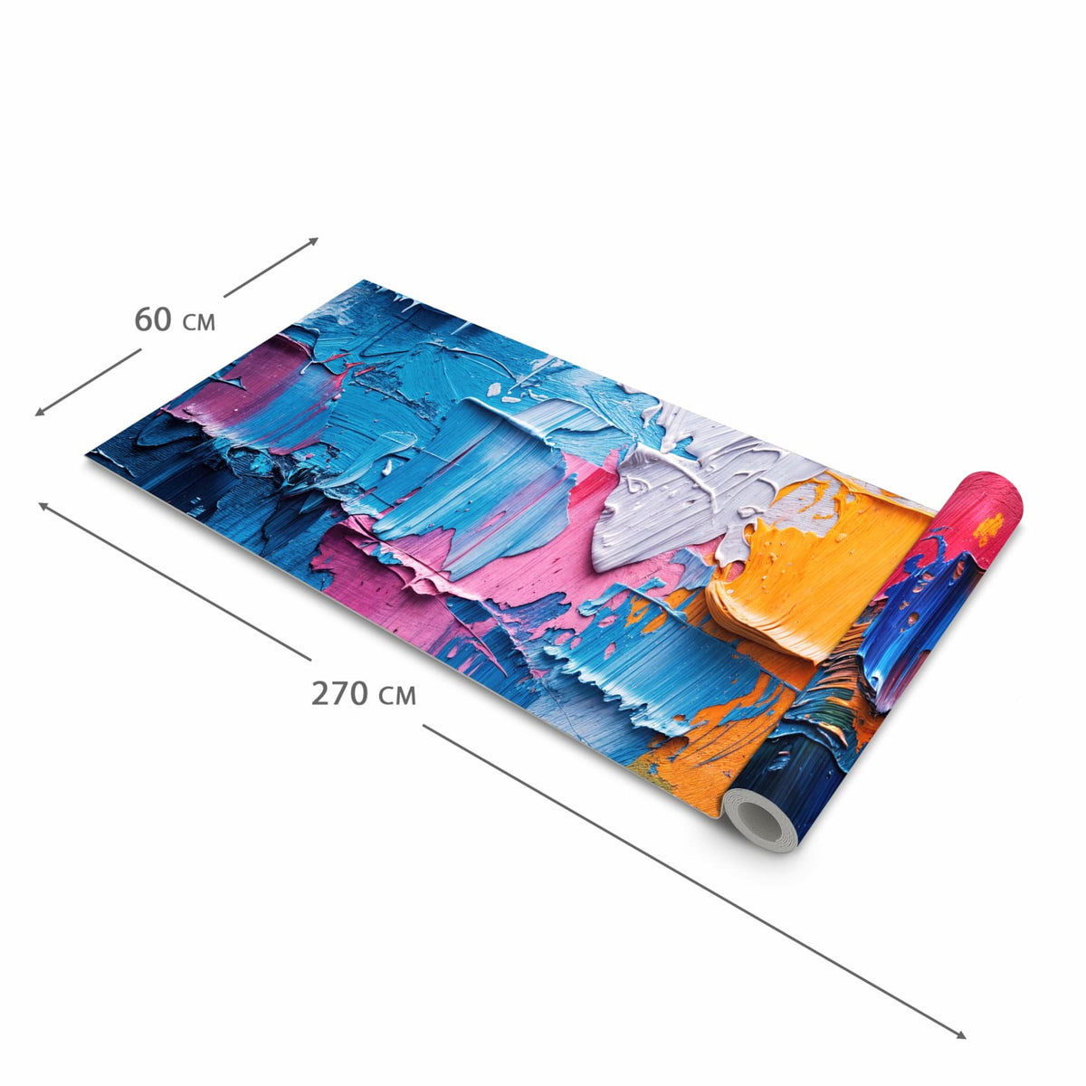 Pflegeleichter langer Teppich mit Motiv Farbstruktur Artwork in der Grösse 60x270 cm