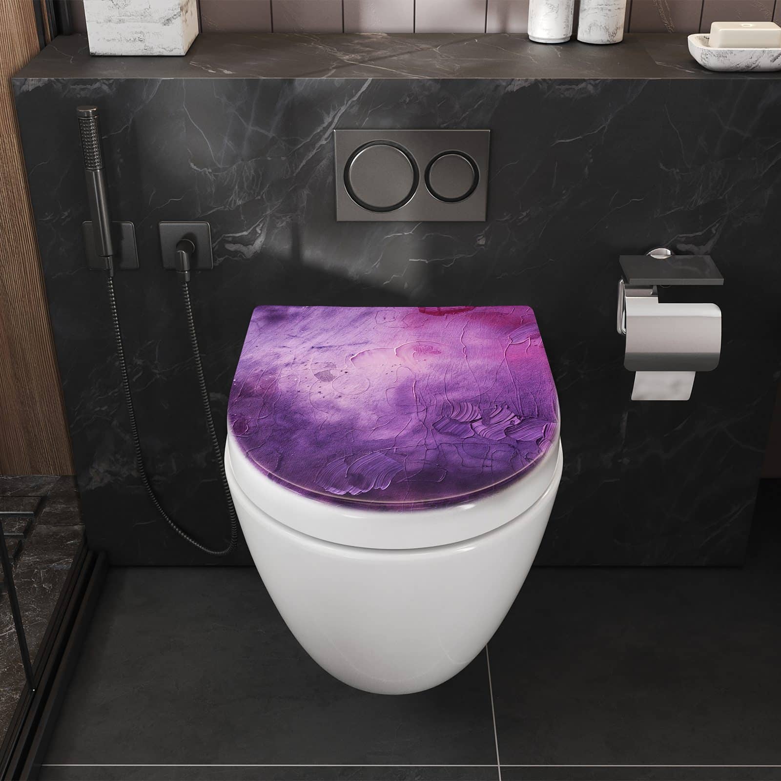 WC-Sitz mit Absenkautomatik Textur Mischung Lila