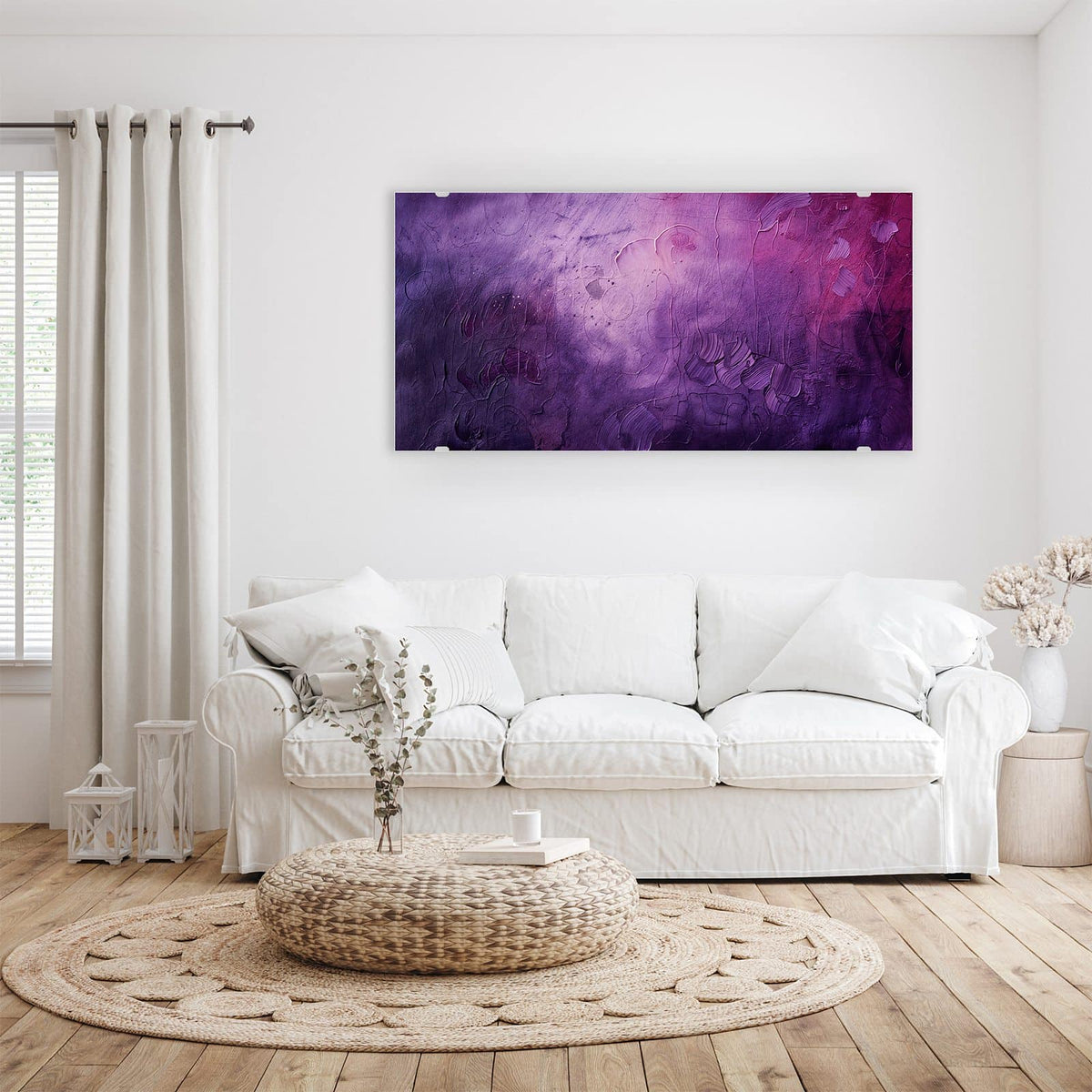 Wandbild - Violetter Farbnebel - Querformat – Violette Farbfläche mit Magenta