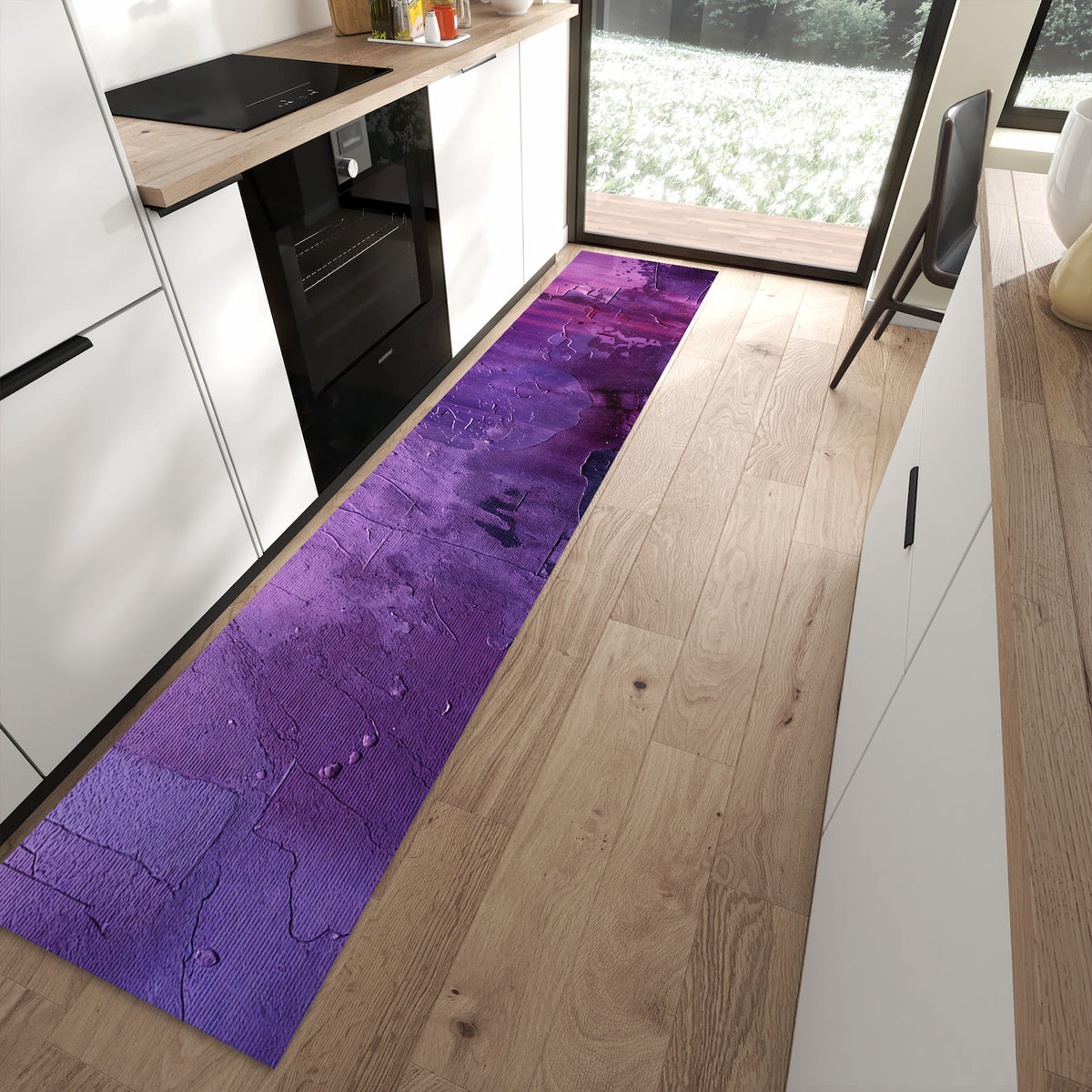 13 Größen – von 60 × 90 bis 80 × 300 cm – Küchenläufer - Violette Farbschichten