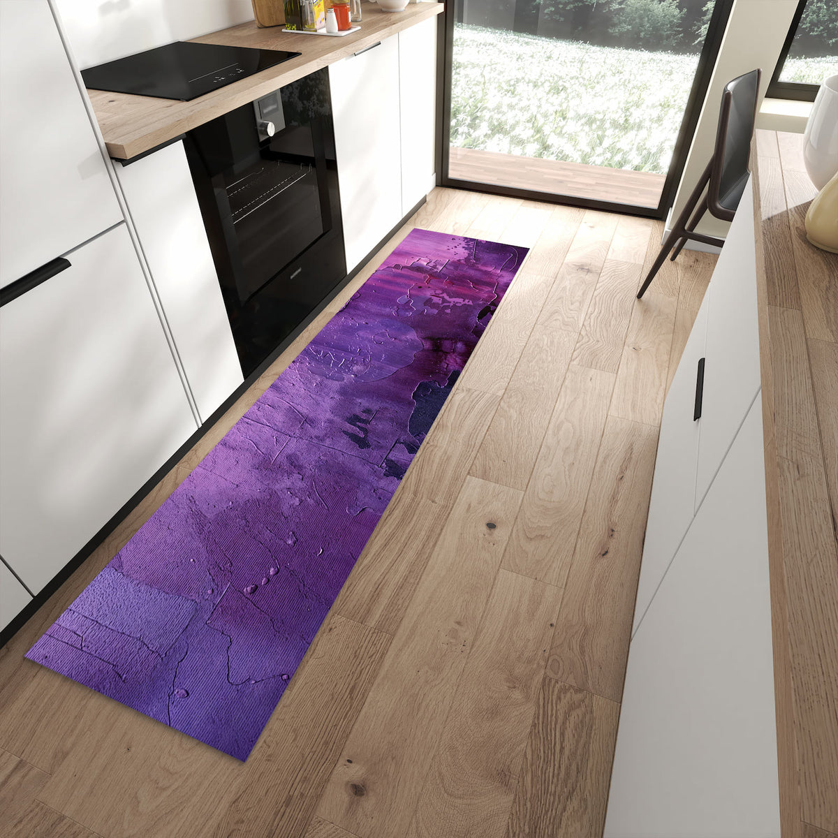 Küchenläufer - Violette Farbschichten – Pastose Farbe in Violett und Pink