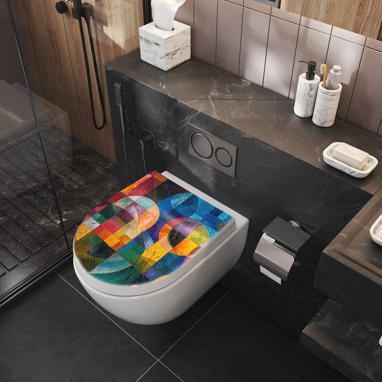 WC-Sitz mit Absenkautomatik Farben von Abstrakte